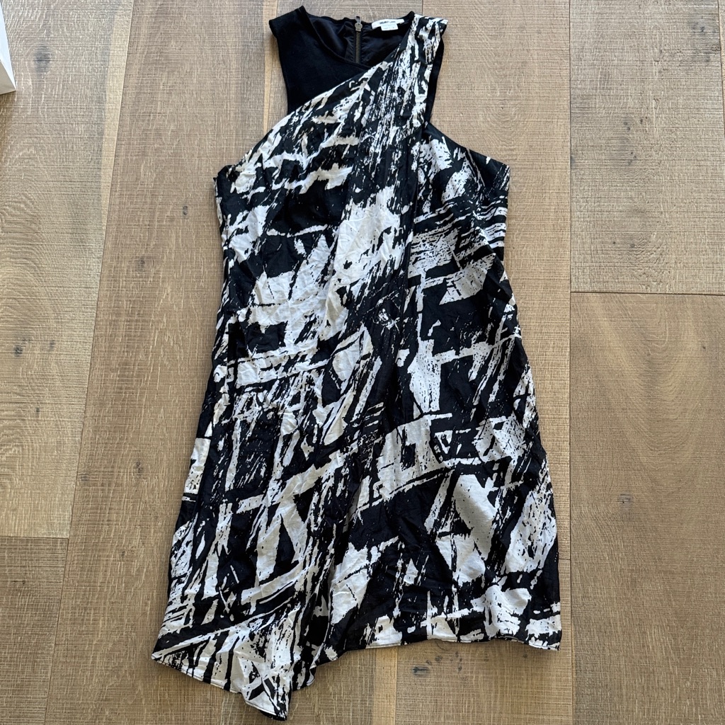 Helmut Lang Asymmetrical Black And White Dress